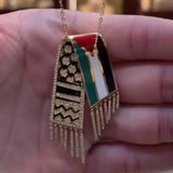 Stainless Steel Palestinian Scarf Shape Pendant Necklace