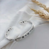 Star Smiley Face Retro Bangles Silver Plated Jewelry