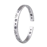 Star Smiley Face Retro Bangles Silver Plated Jewelry
