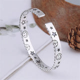 Star Smiley Face Retro Bangles Silver Plated Jewelry