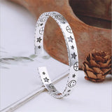 Star Smiley Face Retro Bangles Silver Plated Jewelry