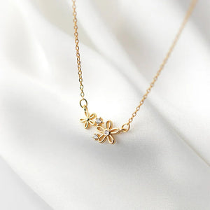 Sterling Silver Floret Necklace Zircon Flower Pendant Necklaces