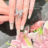 Tassel Butterfly Ring Charms Zircon Silver Jewelry Set