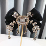 Rhinestone Tassel Bow Tie Brooch British Style Vintage Brooches