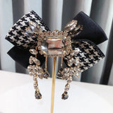 Rhinestone Tassel Bow Tie Brooch British Style Vintage Brooches