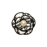 Fabric Camellia Flower Brooch Pearl Rhinestone Corsage Shirt Collar Pins