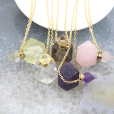 Faceted Nugget Perfume Bottle Pendant Necklaces