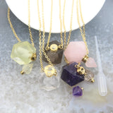 Faceted Nugget Perfume Bottle Pendant Necklaces