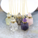 Faceted Nugget Perfume Bottle Pendant Necklaces