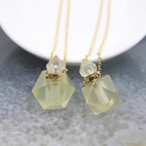 Faceted Nugget Perfume Bottle Pendant Necklaces