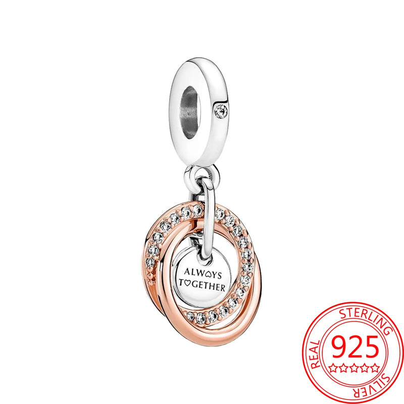 Family Dangle Charm 925 Silver Bead for Bracelet Pendant Gift