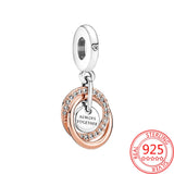 Family Dangle Charm 925 Silver Bead for Bracelet Pendant Gift