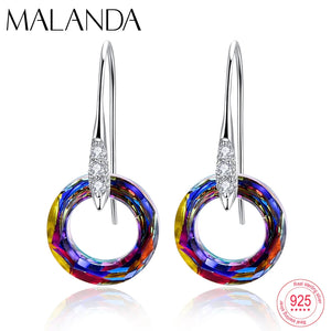 Stone Circle Drop Earrings with Crystals from Austria
