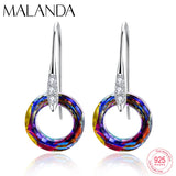 Stone Circle Drop Earrings with Crystals from Austria