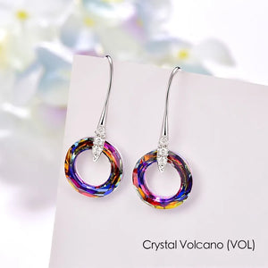 Stone Circle Drop Earrings with Crystals from Austria