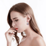 Stone Circle Drop Earrings with Crystals from Austria