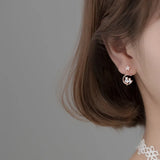 925 Silver Moon Cat Drop Earrings with CZ Star Ear Jewelry Gift