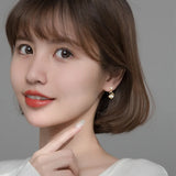 925 Silver Moon Cat Drop Earrings with CZ Star Ear Jewelry Gift