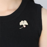 925 Silver Ginkgo Leaves Brooch Wedding Banquet Jewelry Lapel Pin Bijoux