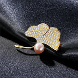 925 Silver Ginkgo Leaves Brooch Wedding Banquet Jewelry Lapel Pin Bijoux