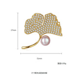925 Silver Ginkgo Leaves Brooch Wedding Banquet Jewelry Lapel Pin Bijoux
