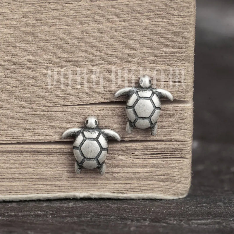 925 Silver Sea Turtle Stud Earrings Animal Ear Studs
