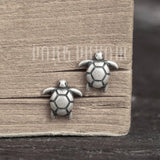 925 Silver Sea Turtle Stud Earrings Animal Ear Studs