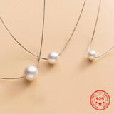 925 Silver Pearl Collarbone Necklace Wedding Anniversary Jewelry Gift