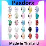 S925 Sterling Silver Charm Bubble Glass Beads DIY Bracelet Bangle Jewelry Gift