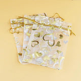 100Pcs 9x12cm Organza Bags Hearts Wedding Candy Jewelry Packaging