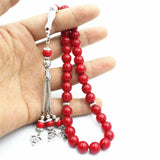 10mm33 Islamic Muslim Tasbih Red Agates Prayer Beads Bracelet
