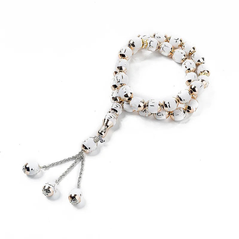 12mm Muslim Rosary Islamic Prayer Beads Tasbih Tassel Pendant