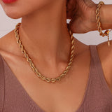 18k Plated 8mm Thick Hemp Flower Chain Necklace for Women