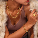 18k Plated 8mm Thick Hemp Flower Chain Necklace for Women