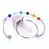Natural Rose Quartz Faceted Cone Chakra Pendulum