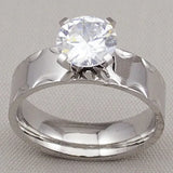 Stainless Steel Wedding Rings for Women Men Silver Bright Stone Rings Jewelry