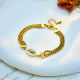 Stainless Steel Retro Eyes Charm Bracelet For Women Girls