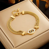 Stainless Steel Retro Eyes Charm Bracelet For Women Girls