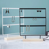Creative Wooden Holes Earrings Display Stand Organizer Jewelry Rack
