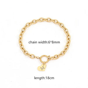 Initial Letter Bracelet Women Stainless Steel Chain Bracelet Gift