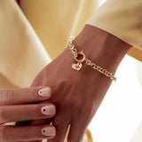 Initial Letter Bracelet Women Stainless Steel Chain Bracelet Gift