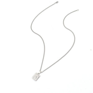 Initial Letter Pendant Necklace Men Stainless Steel Chain Necklace Gift