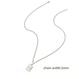 Initial Letter Pendant Necklace Men Stainless Steel Chain Necklace Gift