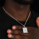 Initial Letter Pendant Necklace Men Stainless Steel Chain Necklace Gift