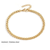 Classic 5mm Stainless Steel Cuban Chain Anklet for Women