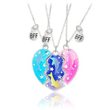 3 Pack Dolphin BFF Heart Pendant Necklaces for Women