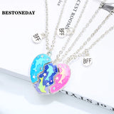 3 Pack Dolphin BFF Heart Pendant Necklaces for Women