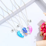 3 Pack Dolphin BFF Heart Pendant Necklaces for Women