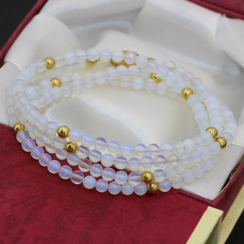 Multilayer Opal Bead Bracelet with Magnetic Clasp