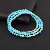 4mm Turquoise Beaded Bracelet with CZ Pave Ball Charm